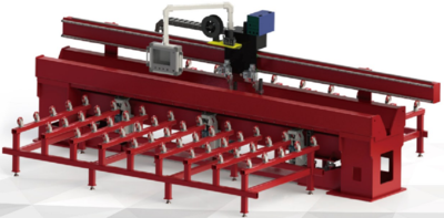 拼板焊自动焊机/Automatic welding machine for plate welding.
